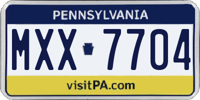 PA license plate MXX7704