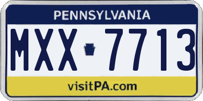 PA license plate MXX7713