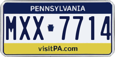 PA license plate MXX7714