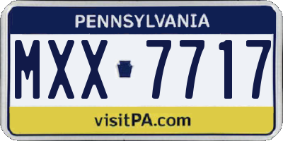 PA license plate MXX7717