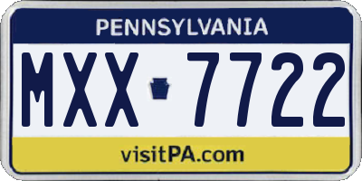 PA license plate MXX7722