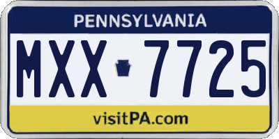 PA license plate MXX7725