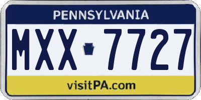PA license plate MXX7727