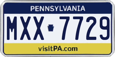 PA license plate MXX7729