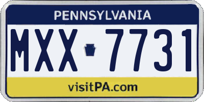 PA license plate MXX7731