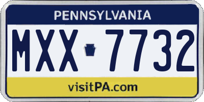 PA license plate MXX7732