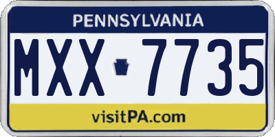 PA license plate MXX7735