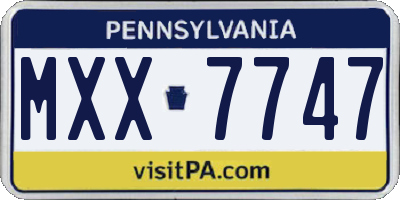 PA license plate MXX7747