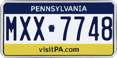 PA license plate MXX7748