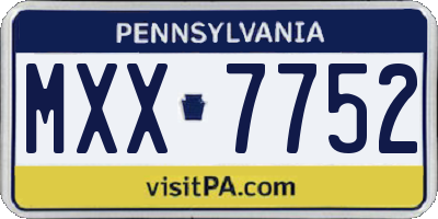 PA license plate MXX7752