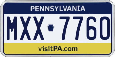 PA license plate MXX7760