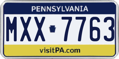 PA license plate MXX7763