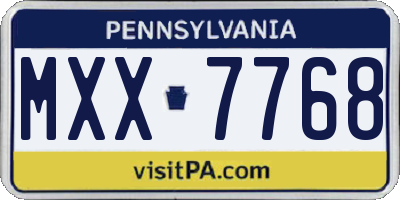 PA license plate MXX7768