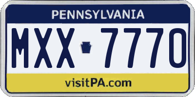 PA license plate MXX7770