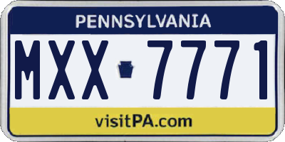 PA license plate MXX7771