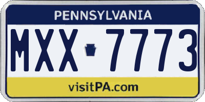 PA license plate MXX7773