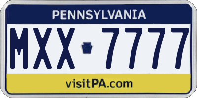 PA license plate MXX7777
