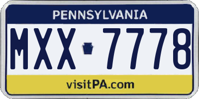 PA license plate MXX7778