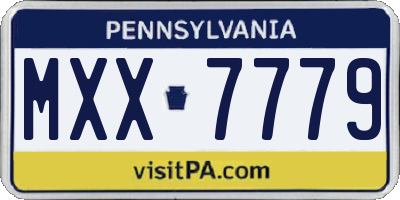 PA license plate MXX7779