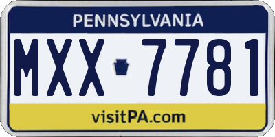 PA license plate MXX7781