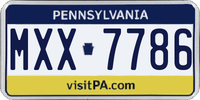 PA license plate MXX7786