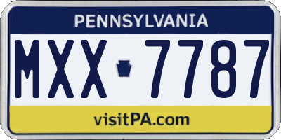 PA license plate MXX7787