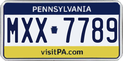 PA license plate MXX7789