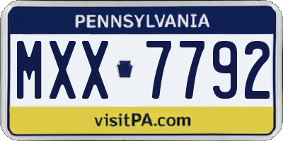 PA license plate MXX7792