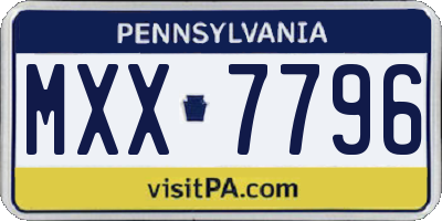 PA license plate MXX7796