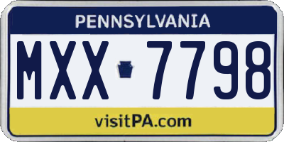 PA license plate MXX7798
