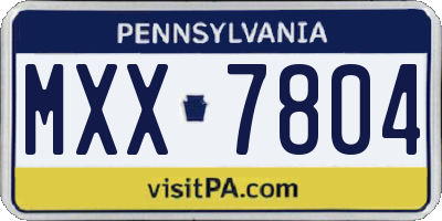 PA license plate MXX7804