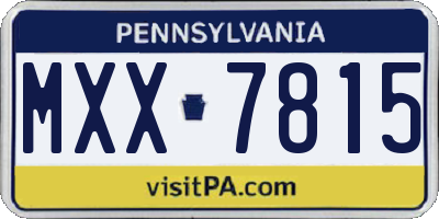 PA license plate MXX7815