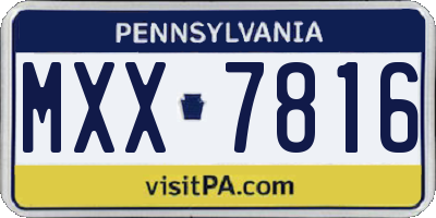 PA license plate MXX7816