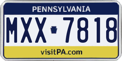 PA license plate MXX7818