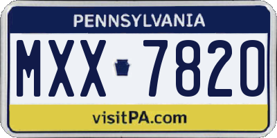 PA license plate MXX7820