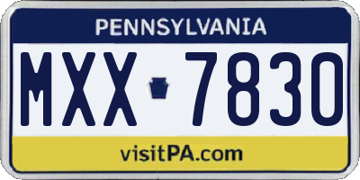 PA license plate MXX7830