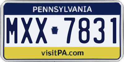 PA license plate MXX7831
