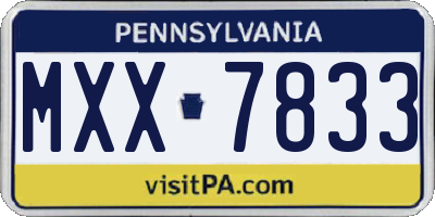 PA license plate MXX7833