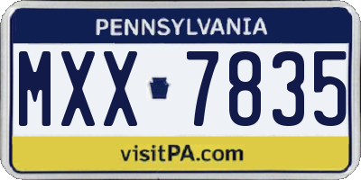 PA license plate MXX7835