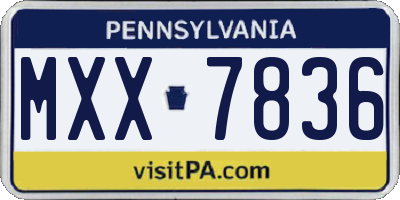 PA license plate MXX7836