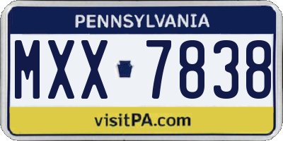 PA license plate MXX7838