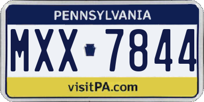 PA license plate MXX7844