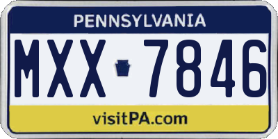 PA license plate MXX7846