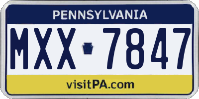 PA license plate MXX7847