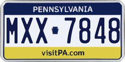 PA license plate MXX7848