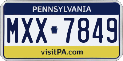 PA license plate MXX7849