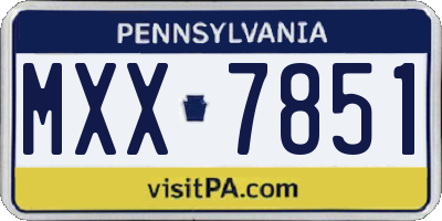 PA license plate MXX7851