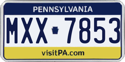 PA license plate MXX7853