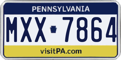 PA license plate MXX7864