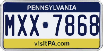 PA license plate MXX7868
